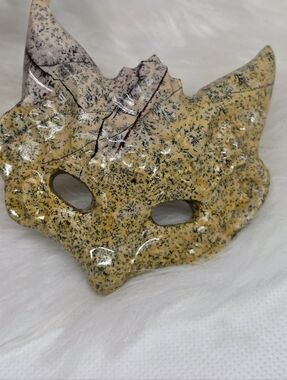 Dendritic Jasper Fox Mask Carving Crystal Animal Woodland Witchy Decor Unique